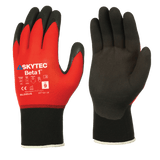 SKYTEC Beta 1 Tricolore Flexible Lightweight Low Cut Protection Red Safety Work Gloves with Grip Palm (PACK of 10 PAIRS)