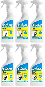 6 x Evans Clear Glass Cleaner