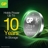 GP CR2032 Ultra Plus 3V Lithium Coin Cell Batteries - Pack of 2