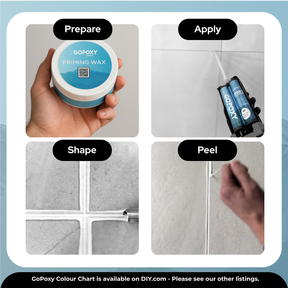 GoPoxy Epoxy Grout – “No-Mess” Peel-Off, Twin-Cartridge
