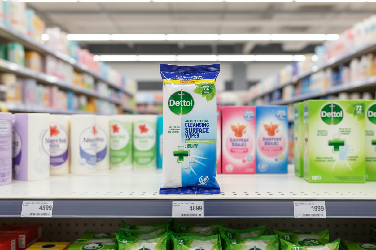 5 X Dettol Cleansing Surface Bio Wipes 72 Pack