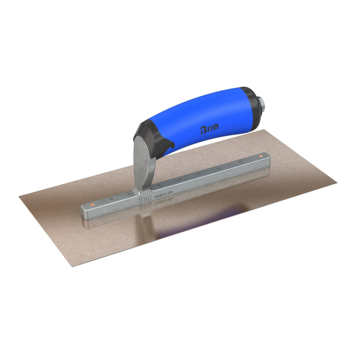 Bon Tool Golden Stainless Steel Square End Finish Trowel - Long Shank - Comfort Wave Handle