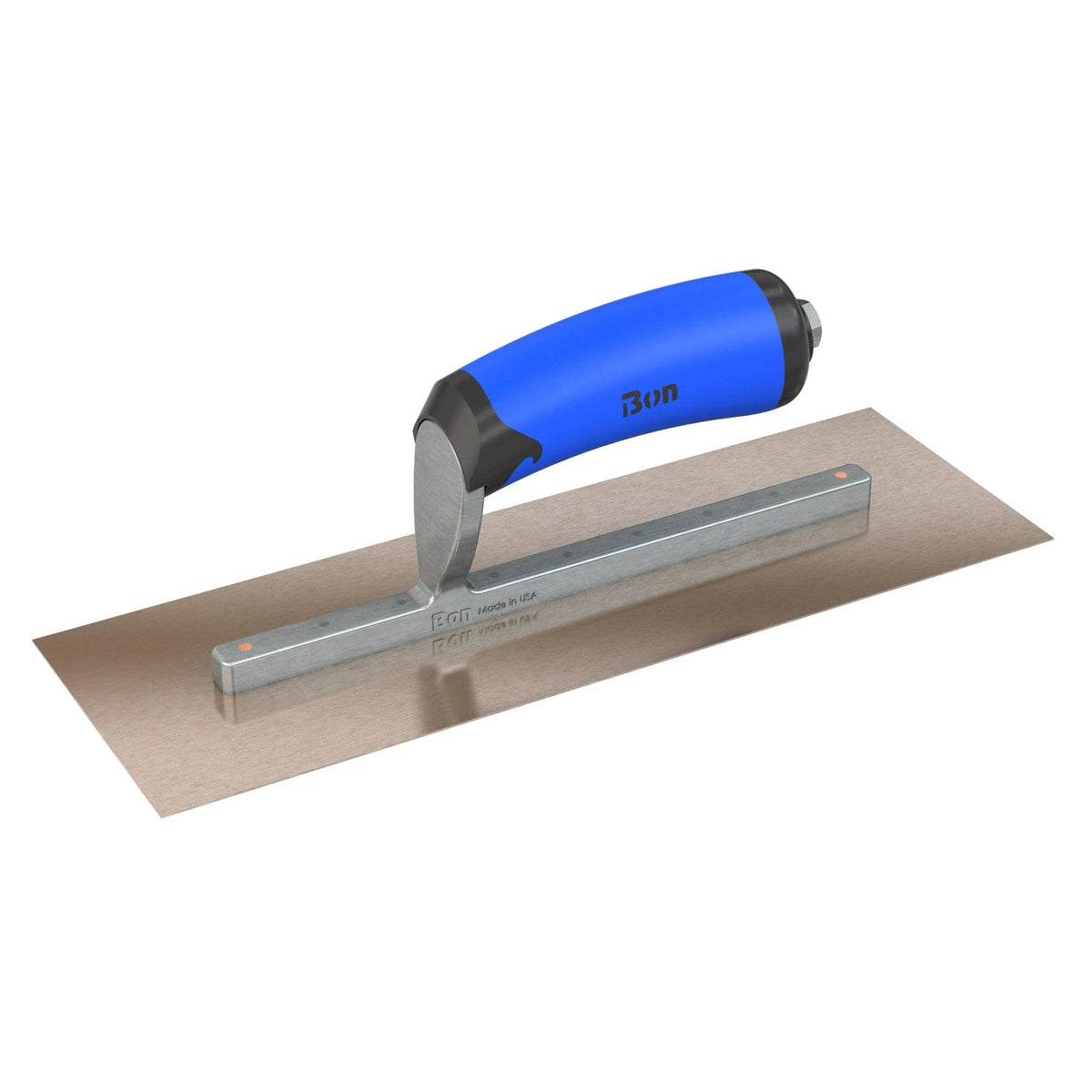 Bon Tool Golden Stainless Steel Square End Finish Trowel - Long Shank - Comfort Wave Handle