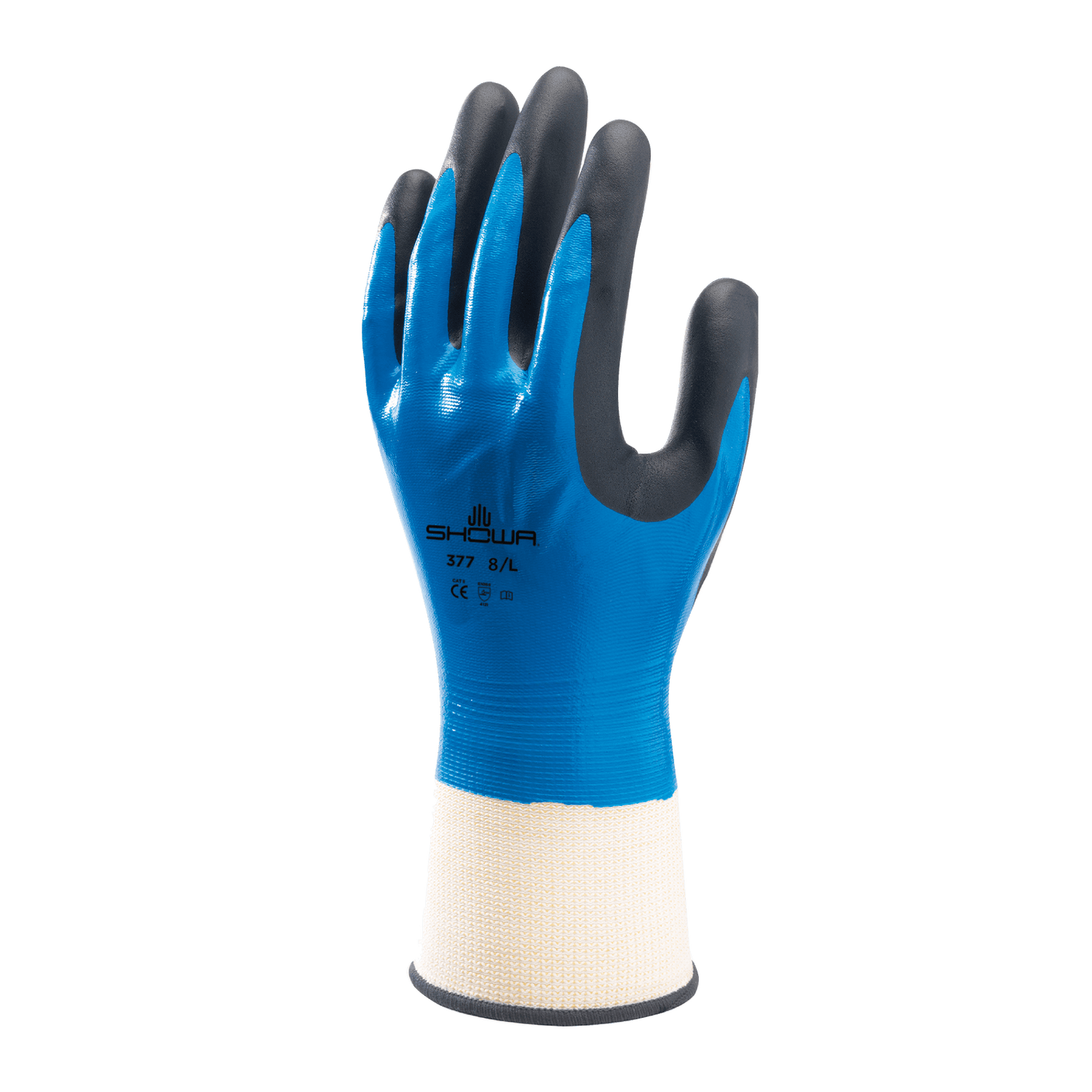 SHOWA 377 Waterproof Impermeable Fully Coated Work Gloves with Nitrile Grip (PACK of 10 PAIRS)