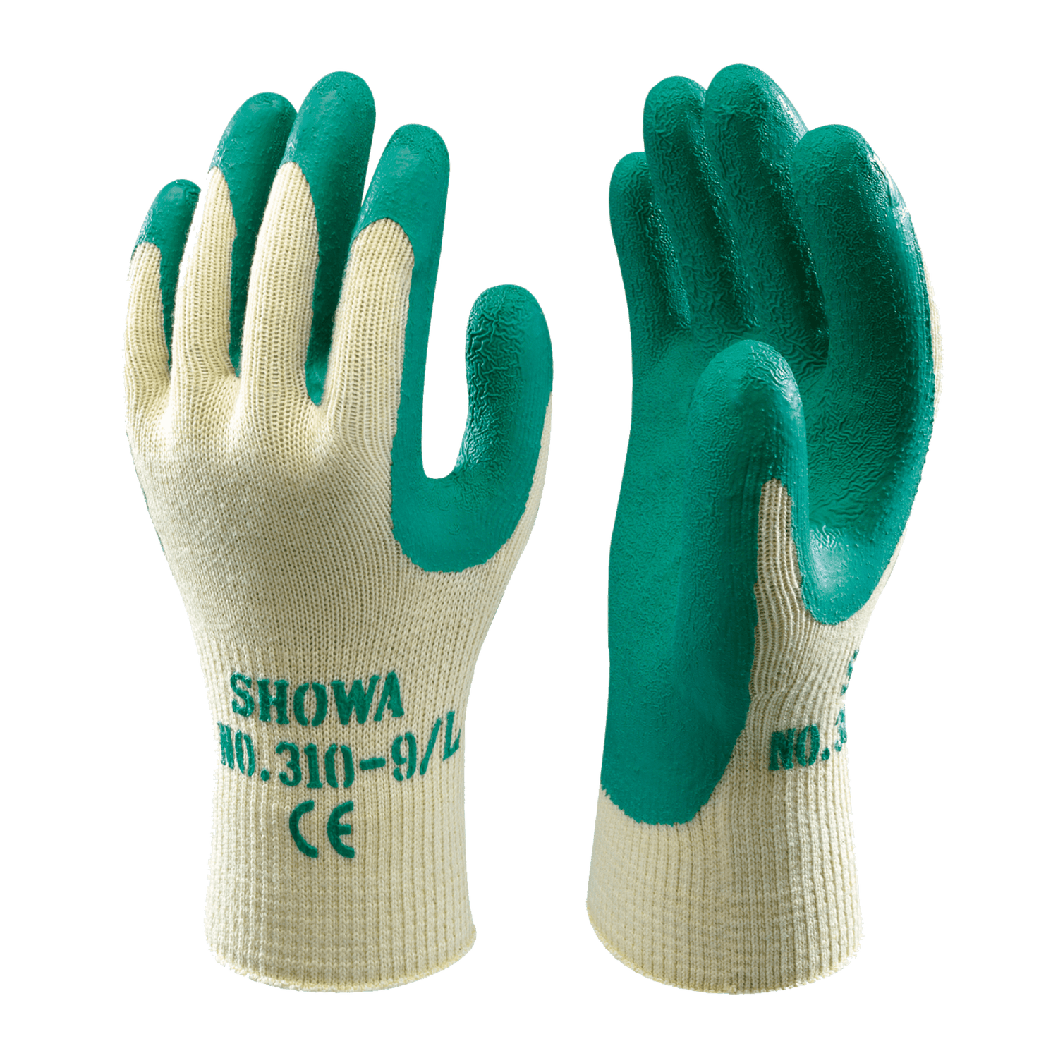 SHOWA 310 Builders Safety Work Gloves with Textured Grip in Green