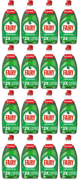 16 x Fairy Original Washing Up Liquid Green With Liftaction 654Ml