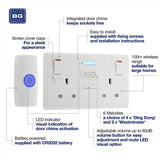 British General Nexus Double Switched 13A Power Socket with Door Chime - White