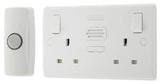 British General Nexus Double Switched 13A Power Socket with Door Chime - White