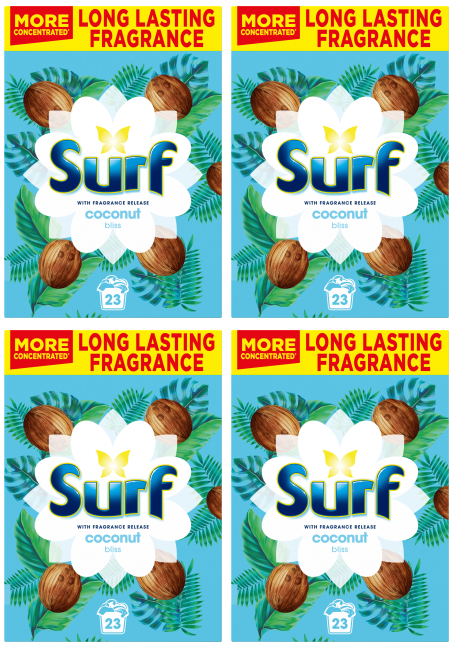 4 x Surf Powder Coconut 23 Wash 1.15Kg