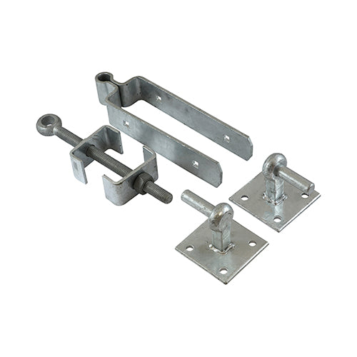 Adjustable Field Gate Hinge Set with Hook on Plate – Hot Dipped Galvanised