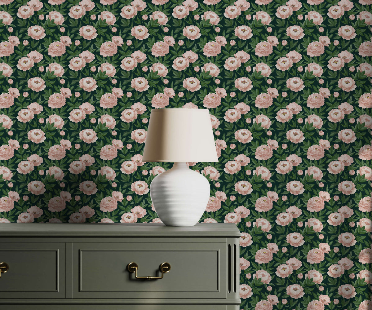 Agatha Pink Peony Wallpaper