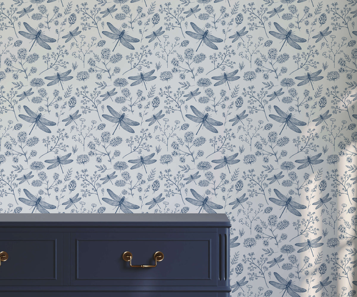 Akita Your Interior Monochrome Dragonfly Wallpaper