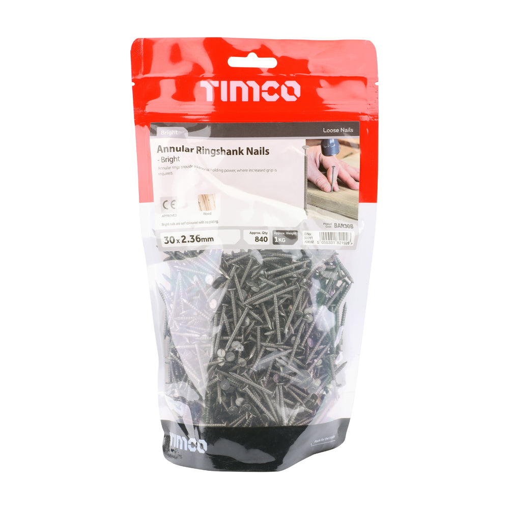 Annular Ringshank Nails – Bright Finish – 1kg Bags