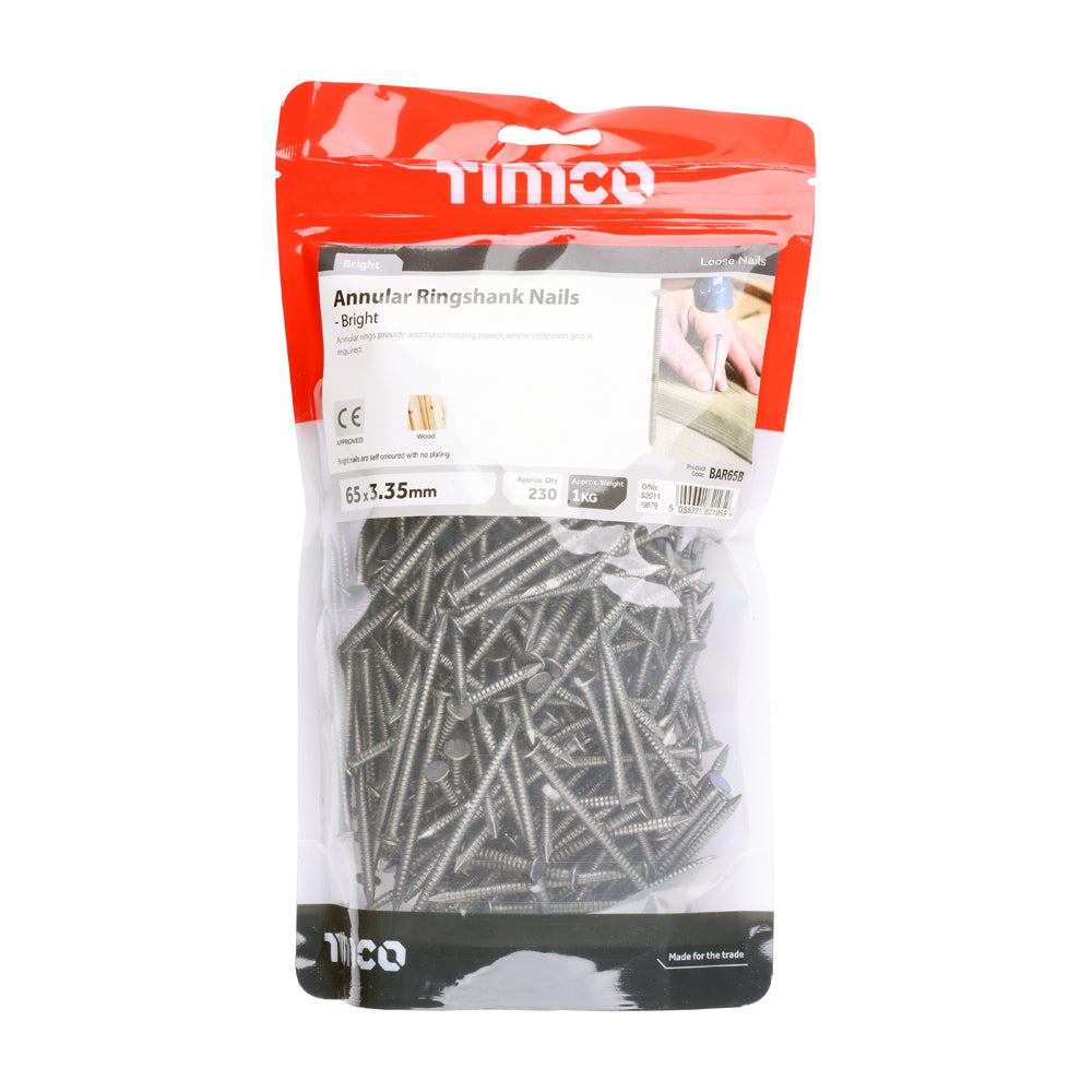 Annular Ringshank Nails – Bright Finish – 1kg Bags