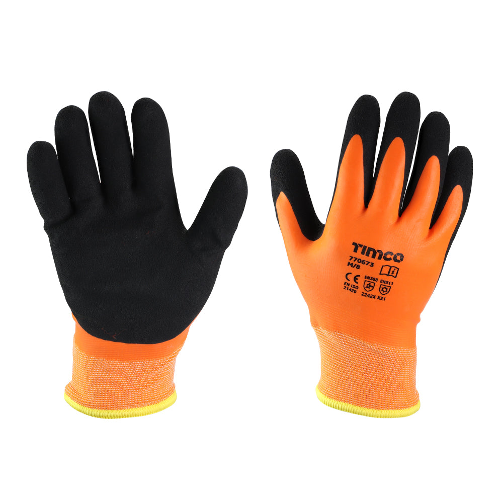 Aqua Waterproof Thermal Grip Gloves – Sandy Latex Coated Polyester