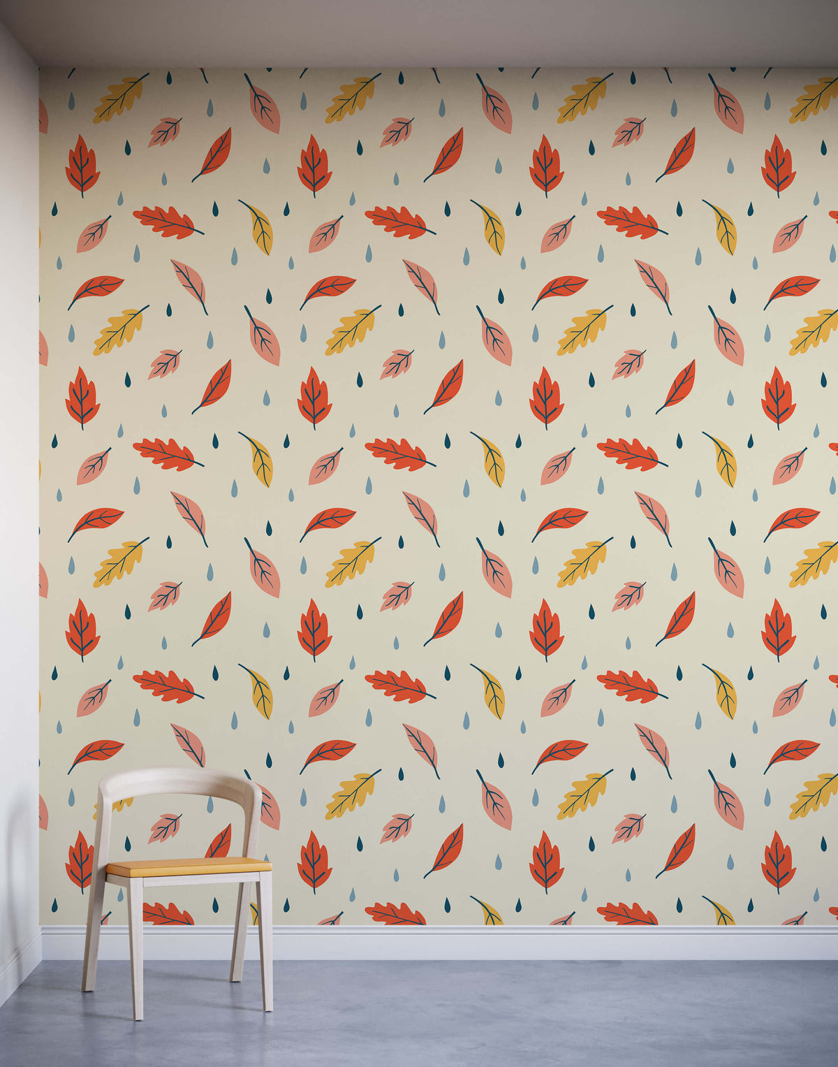 Breeze Illustrated Leaf Pattern Wallpaper