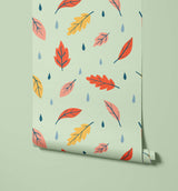 Breeze Illustrated Leaf Pattern Wallpaper