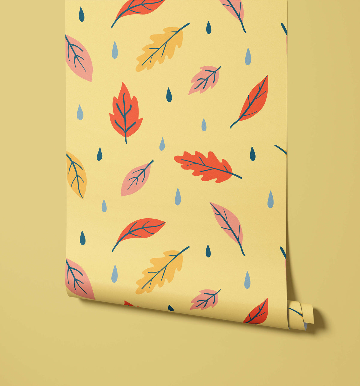 Breeze Illustrated Leaf Pattern Wallpaper