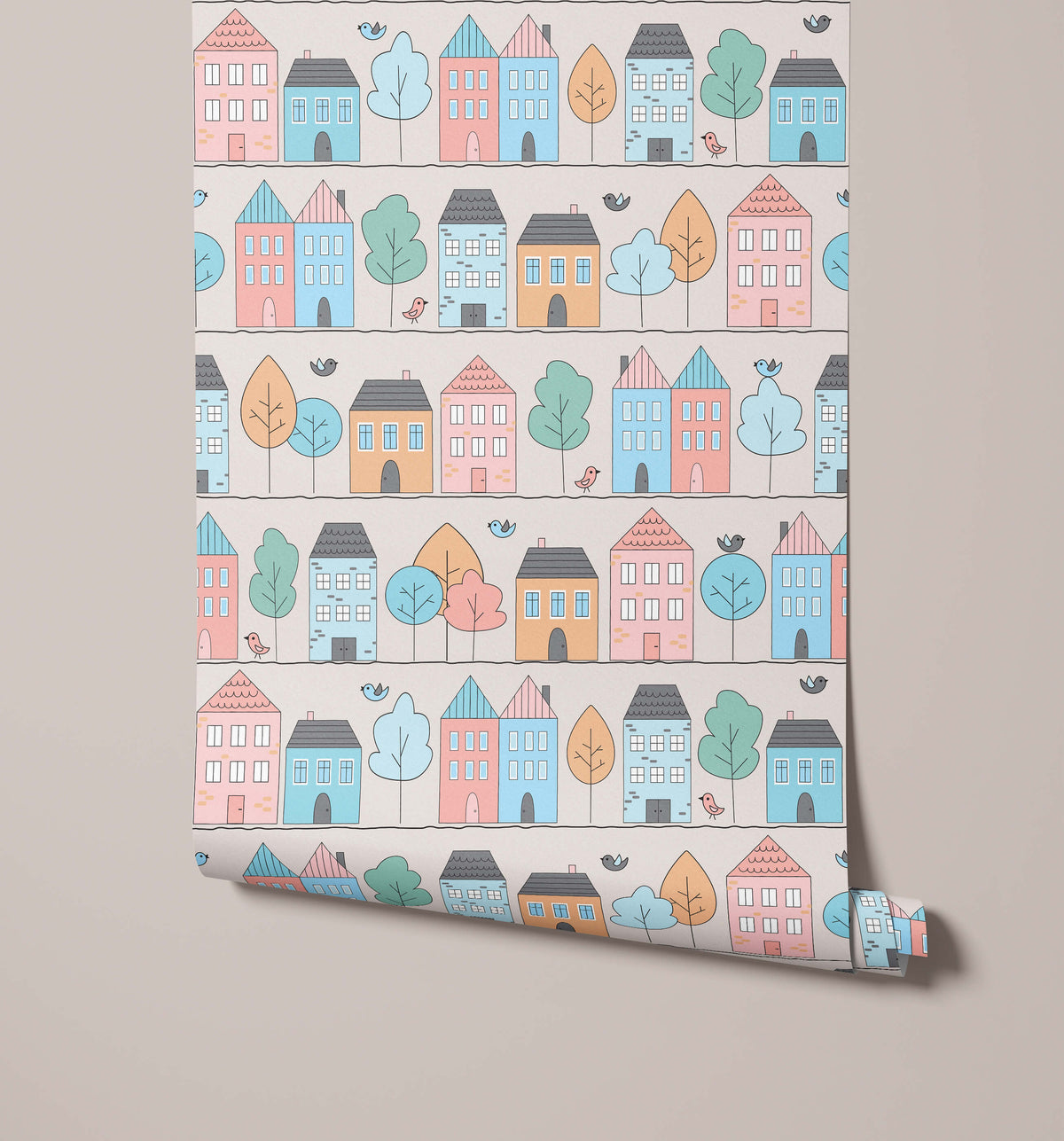Bustle Childrens Toy Town Wallpaper