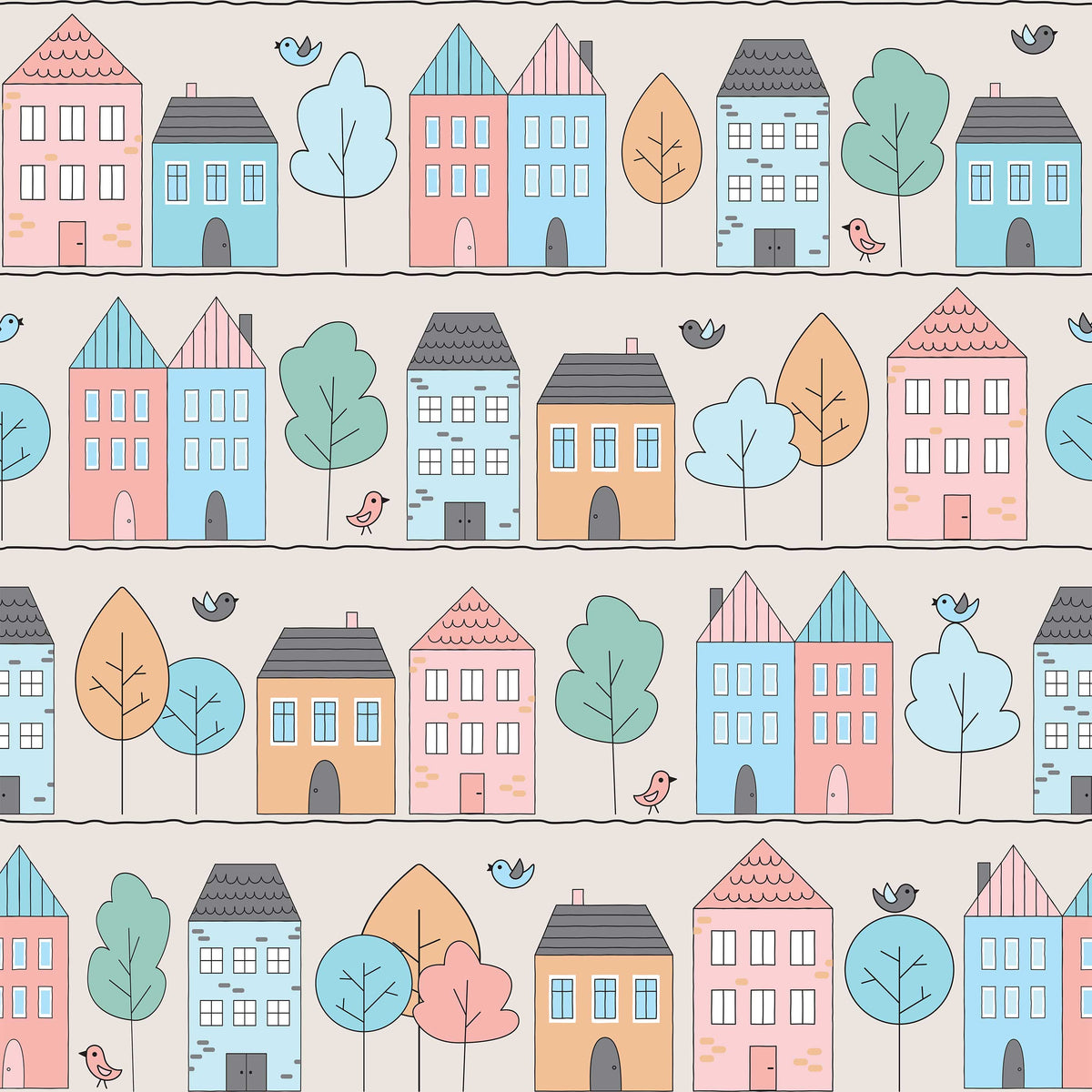 Bustle Childrens Toy Town Wallpaper