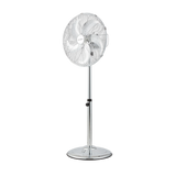 Senelux 16 Inch Metal Pedestal Floor Fan, Chrome Standing Fan with 5 Blades, Oscillating Function, 3 Speed Settings, Adjustable Height