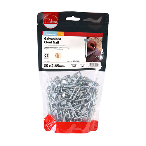Galvanised Clout Nails – Roofing Nails – 1kg Bags