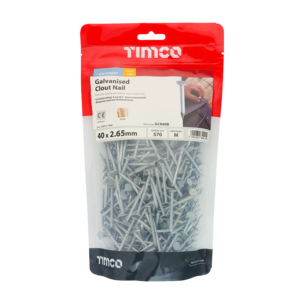 Galvanised Clout Nails – Roofing Nails – 1kg Bags