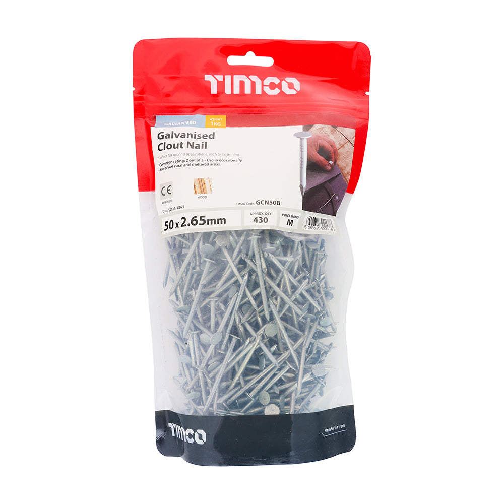Galvanised Clout Nails – Roofing Nails – 1kg Bags