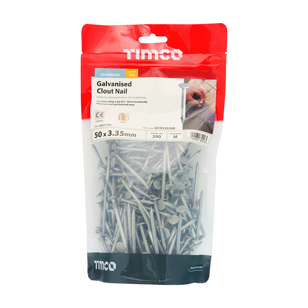 Galvanised Clout Nails – Roofing Nails – 1kg Bags