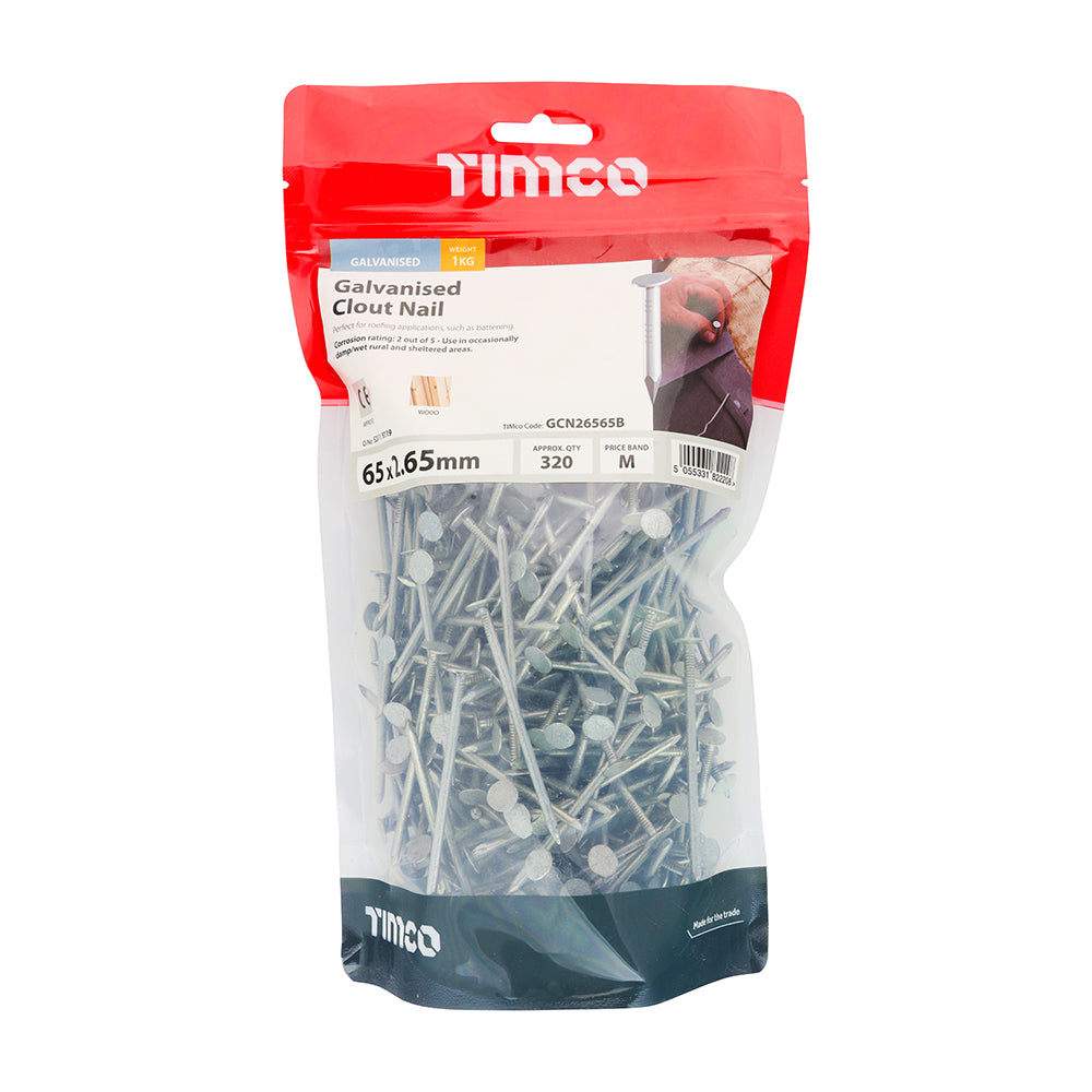Galvanised Clout Nails – Roofing Nails – 1kg Bags