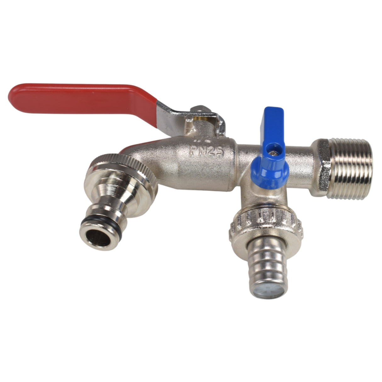Double Lever Tap Kit with Barb/Quick Connect Outlet, 1/2" and 3/4" BSP Thread Inlet