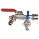 Double Lever Tap Kit with Barb/Quick Connect Outlet, 1/2" and 3/4" BSP Thread Inlet