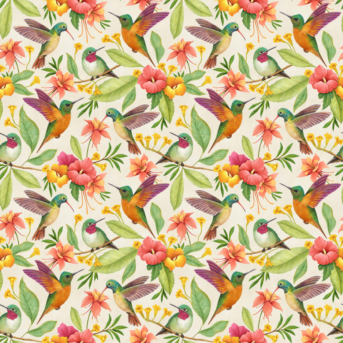 Daphne Amazing Hummingbird Floral Wallpaper
