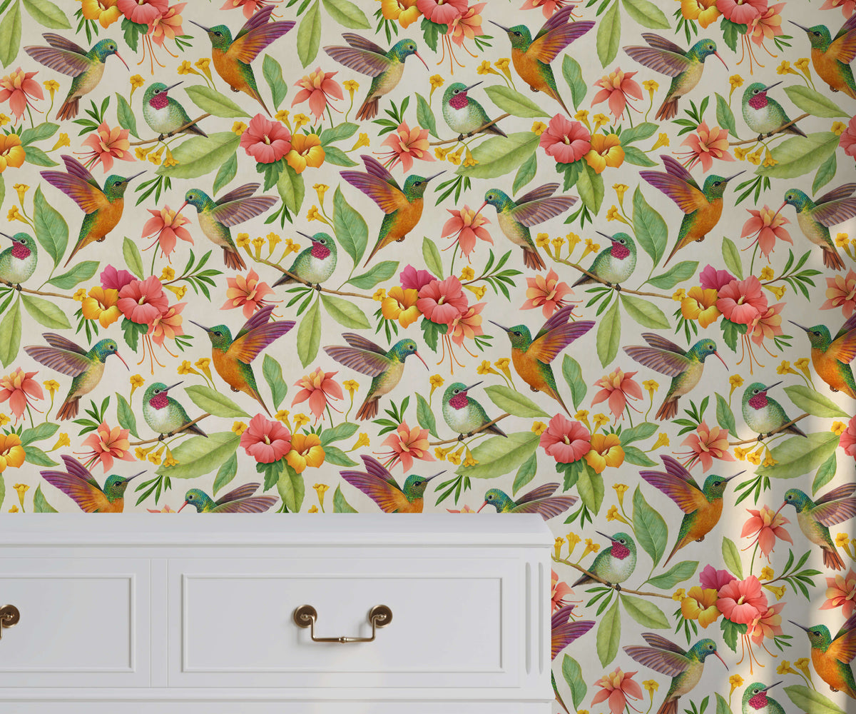 Daphne Amazing Hummingbird Floral Wallpaper