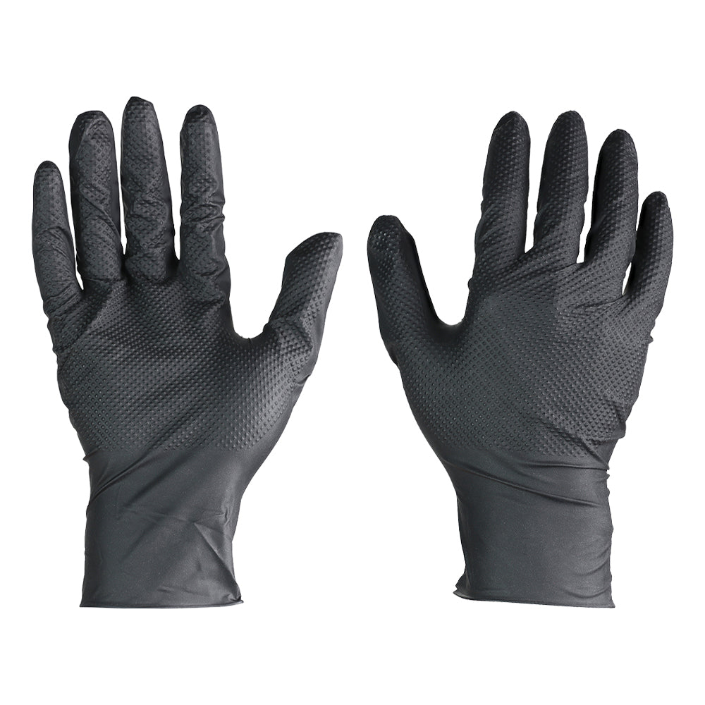 Disposable Diamond Textured Disposable Nitrile Gloves - Latex & Powder Free – Black