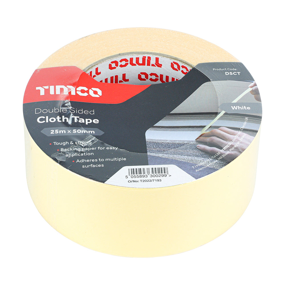 Double Sided Cloth Tape - 50m - White