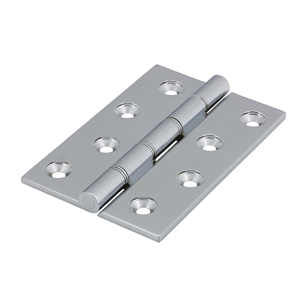 Double Stainless Steel Washered Hinges - Solid Brass - Polished Chrome
