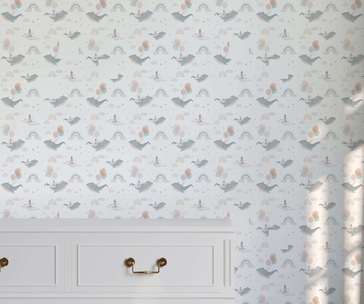 Dreamer Childs Walls Dream-like Whale Wallpaper