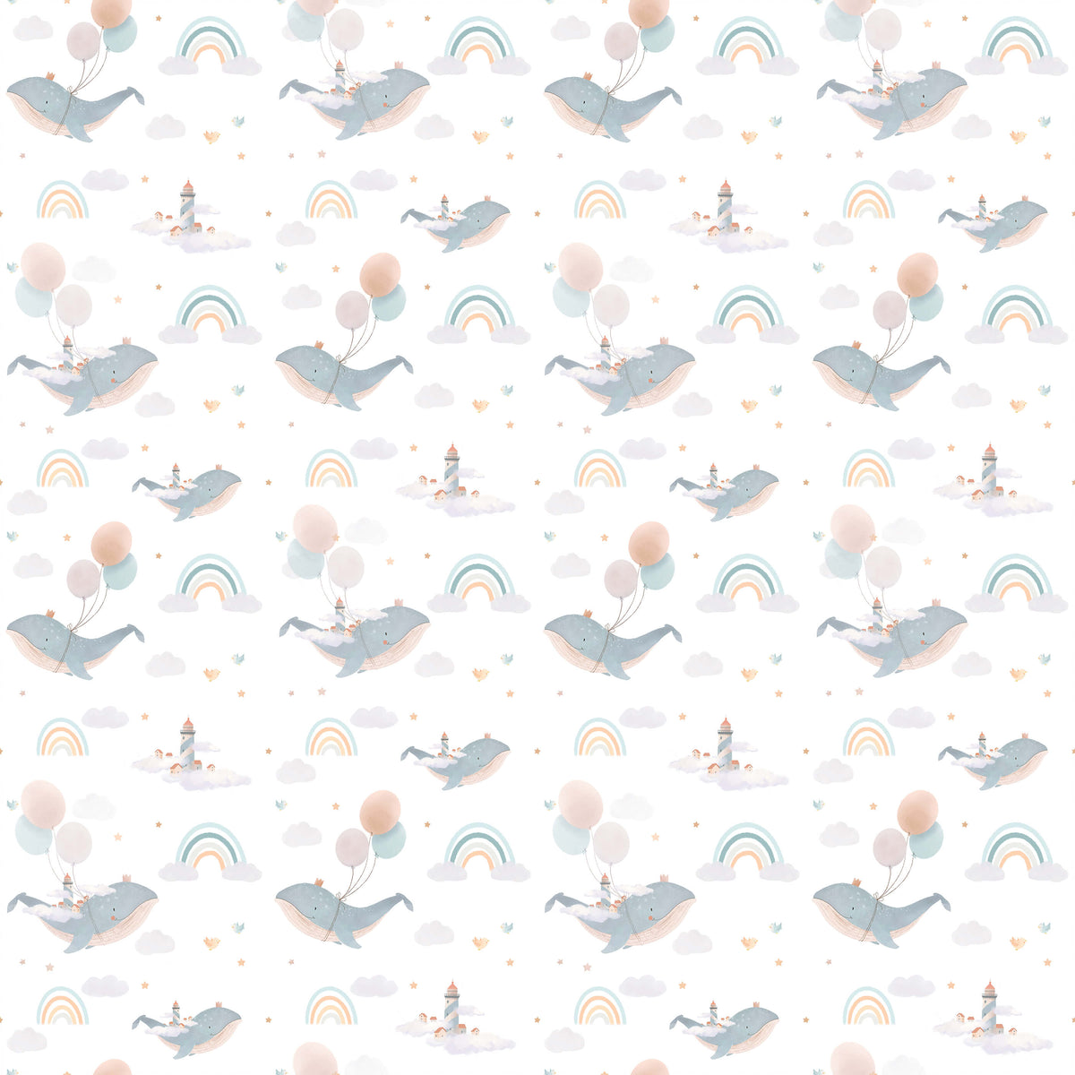 Dreamer Childs Walls Dream-like Whale Wallpaper