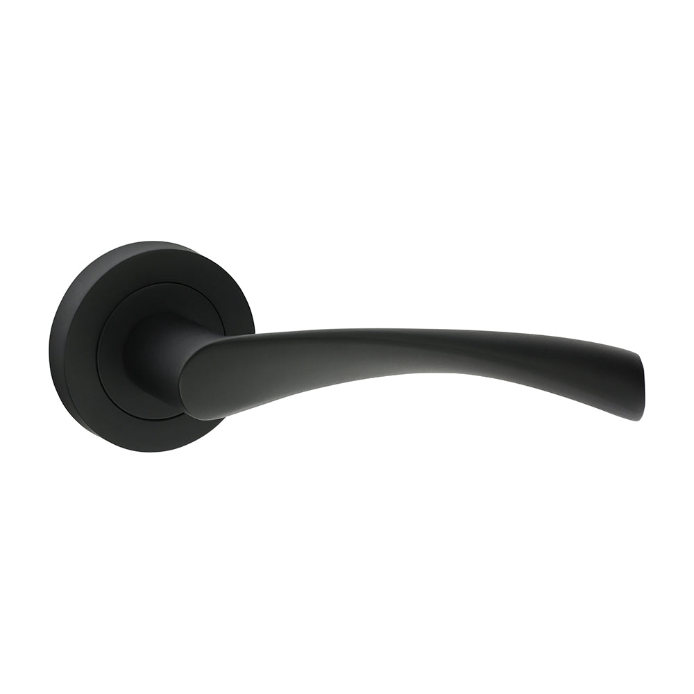 Edleston Lever on Rose Door Handle – Matt Black - 51mm