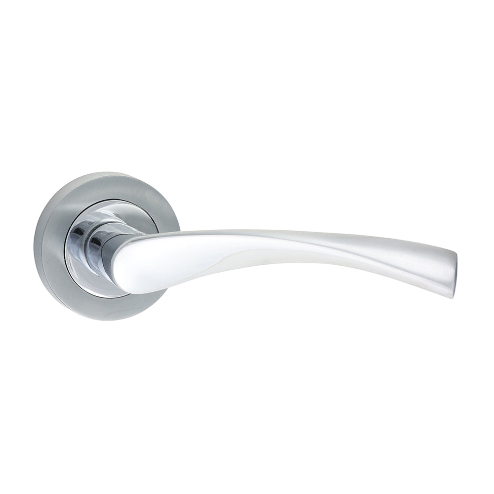 Edleston Lever on Rose Door Handle – Polished & Satin Chrome - 51mm
