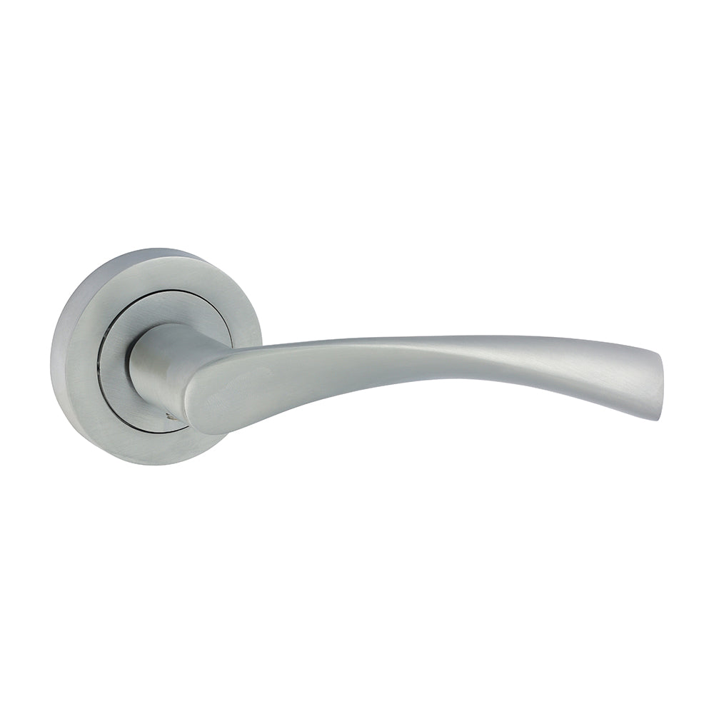 Edleston Lever on Rose Door Handle – Satin Chrome - 51mm
