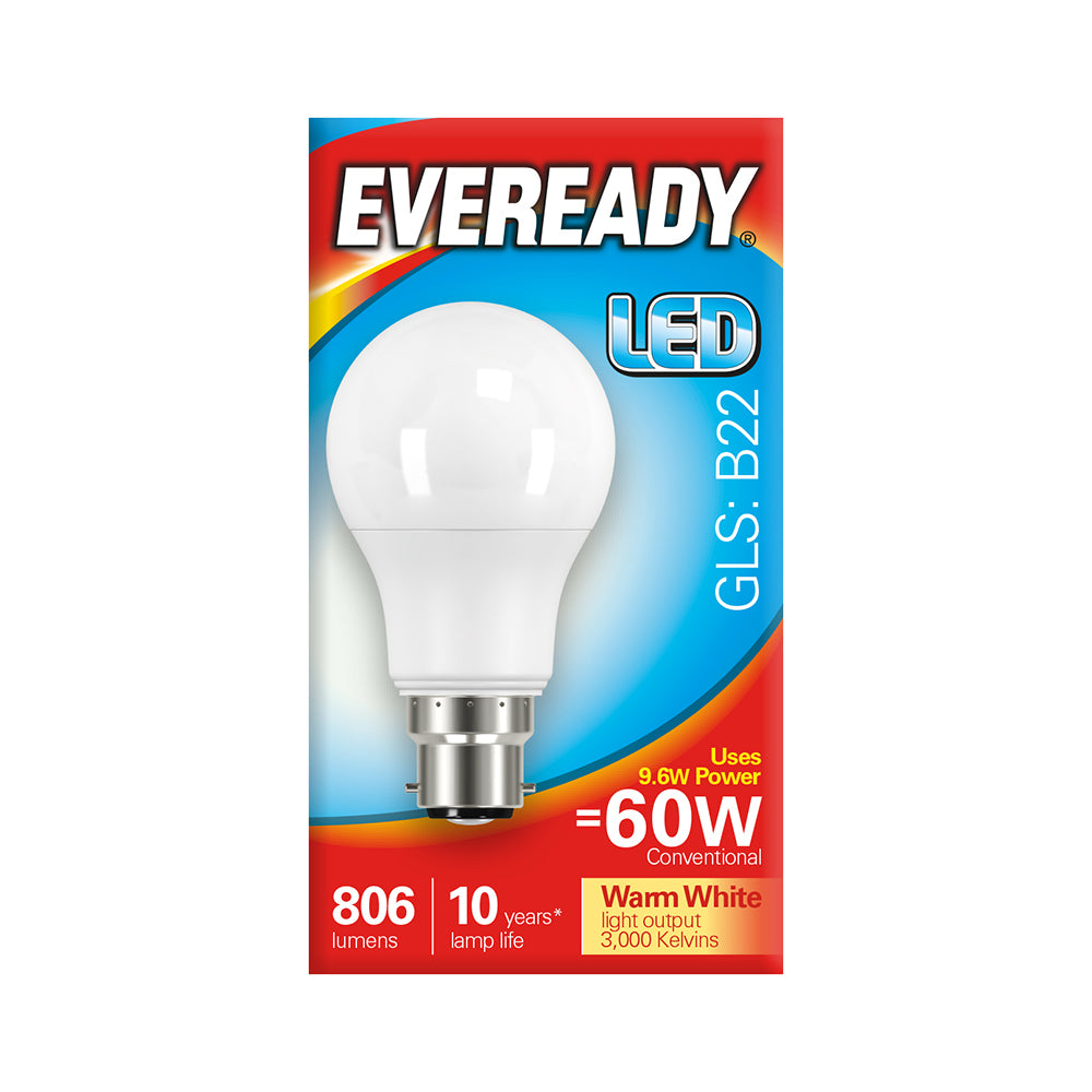 Eveready LED GLS Bulb B22 806lm 8.8W Warm White - Pack of 5