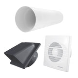 Through Wall Ventilation Kit RICO Timer Switch Fan with Graphite External Vent