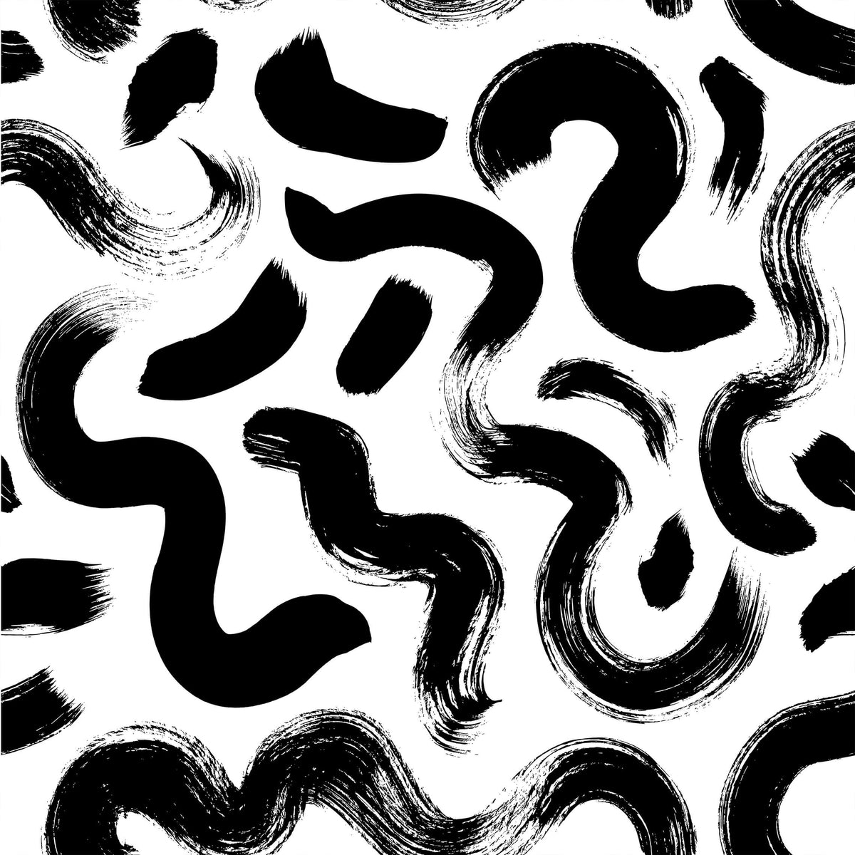 Filbert Black White Brushstroke Wallpaper