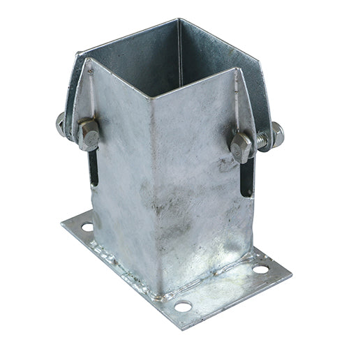Flush Fit Bolt Down Fencing Post Shoe - Bolt Secure - Hot Dipped Galvanised (Pack of 10)