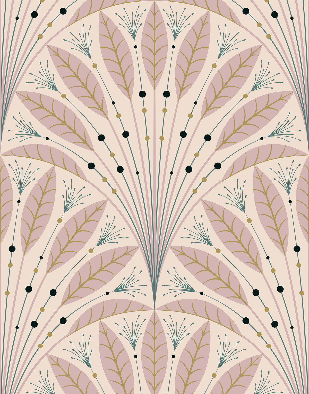 Frond Art Deco Wallpaper