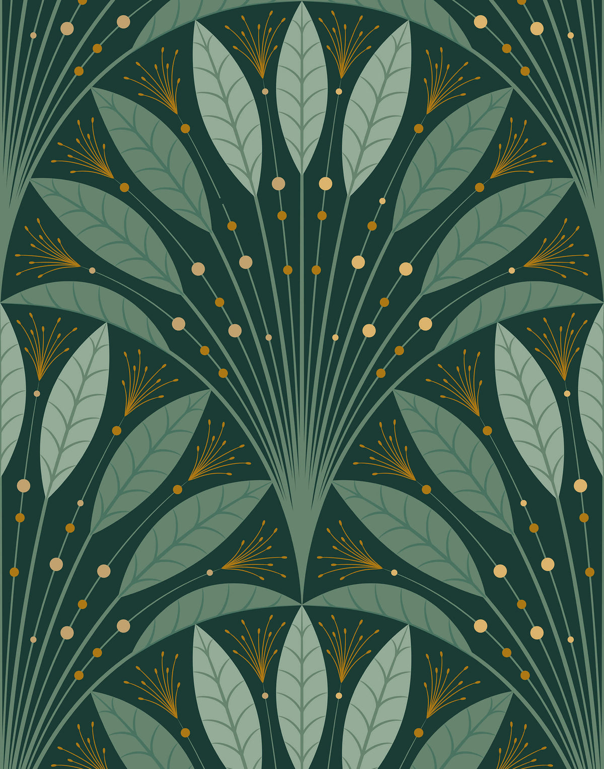 Frond Art Deco Wallpaper