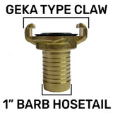 Geka Type Brass Claw Set – 25mm Barb and 1/2” BSP Male