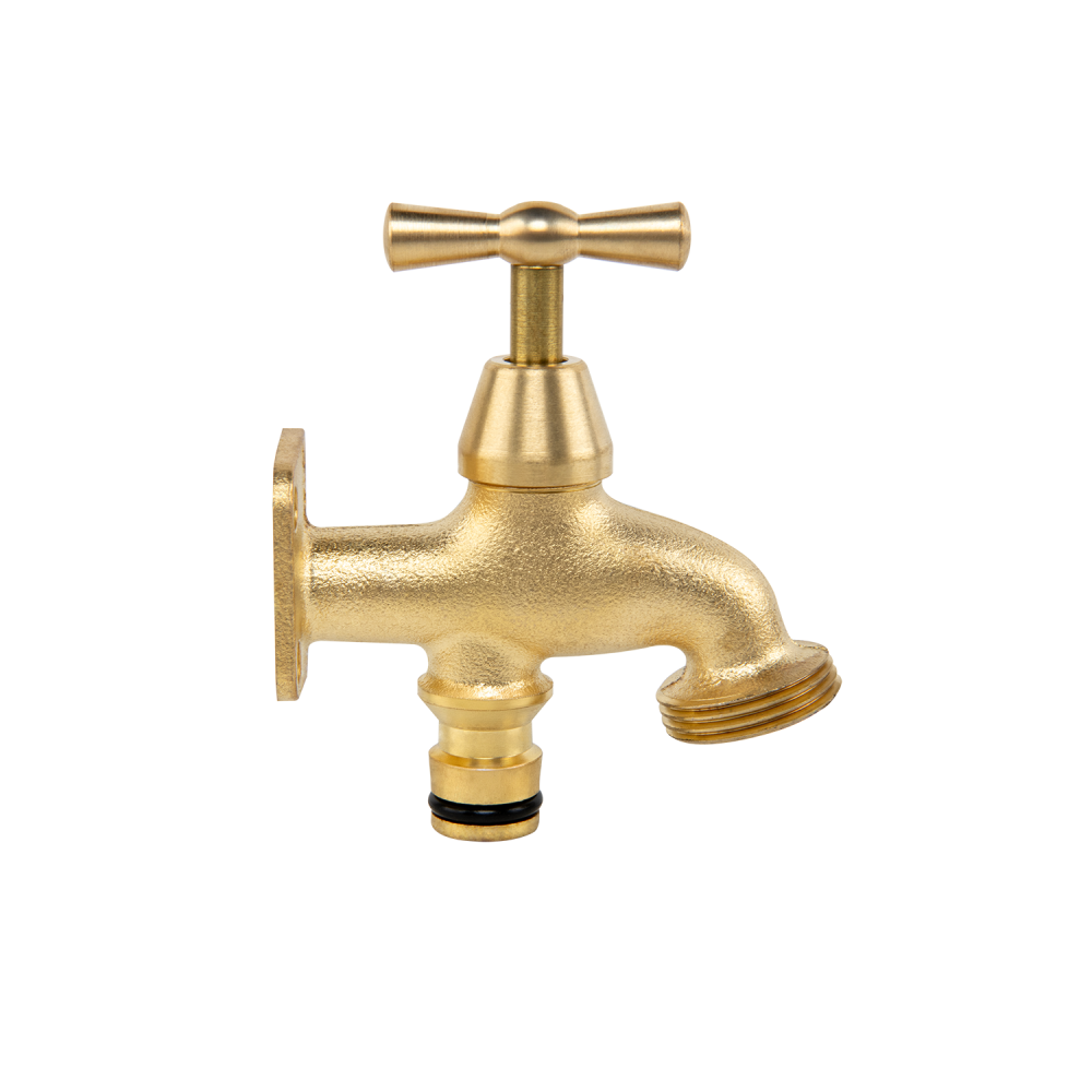 Quick Thread Outlet Brass Bib Tap with Quick Connect Inlet, ¾” BSP Thread Outlet – DIY Refurb
